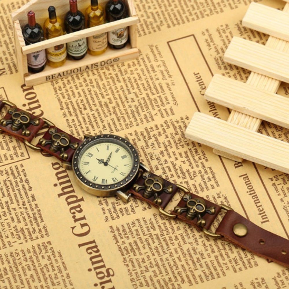 Punk Style Skull Leather Women Watch - Picture 5 of 5